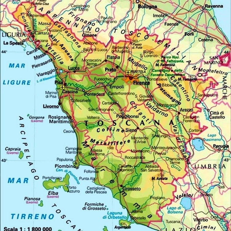 mappa turistica toscana